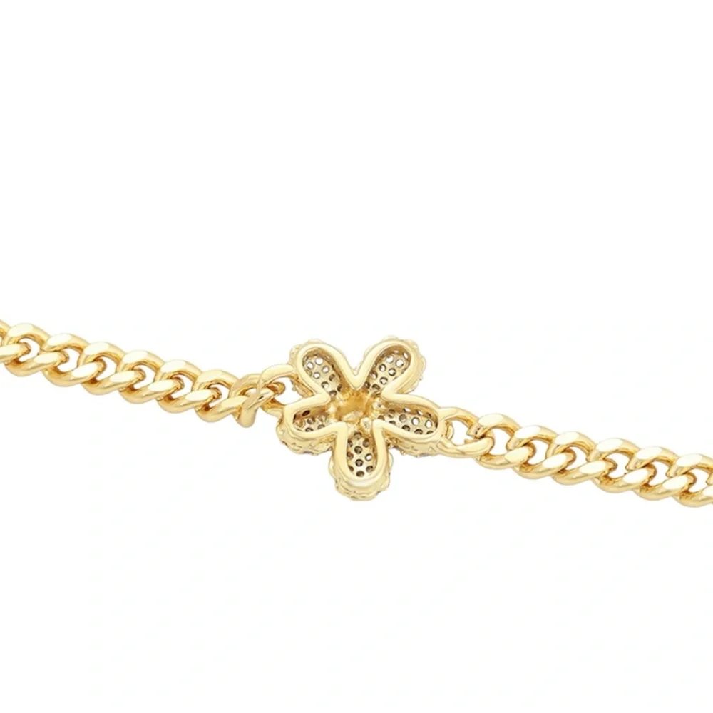 Flower Bracelet | 14k Gold Plated with Real Zirconia | Luxury Jewelry